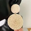 Ciondola Lampadario Goccia geometrica Orecchini coreani per le donne Ragazze Oversize Round Rattan Gioielli in stile lavorato a maglia Accessori da spiaggia estivi 230621