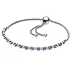 Original Moments Blue And Clear Sparkle Slider Bracelet Bangle Fit Women 925 Sterling Silver Bead Charm Fashion Jewelry