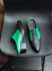 Chaussures mules vertes pour hommes sans lacet bas talon carré bout pointu tongs d'été P30D50