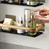 Étagères de salle de bain Étagères de salle de bain de luxe sans perçage Étagère murale de douche en aluminium antirouille Porte-serviettes de shampooing Accessoire d'organisateur de salle de bain 230621