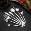 Portugal -stijl roestvrij staal flatware mes vork lepel zilverwerk goud bestek servies set