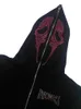 Mens Hoodies Sweatshirts Skull Red Baskı Sokak Giysesi Büyük Boyutu Hoodie Ceket Harajuku Goth Y2K Giysileri Grunge Zip 230620