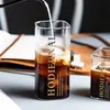 Massen quadratisch transparent kreativer Brief Glas Kaffee Tee Tassen Getränke Dessert Frühstück Milk Tasse Griff 230621