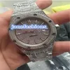 Trendiga herrarnas diamantklockor Silver Iced Diamond modeklockor populära hiphop rap stil automatisk mekanisk klocka232s