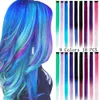 Hair pieces 18 Colored Synthetic Ombre Clip In Long Straight Rainbow 22 Inch Party Highlights s For Women Kids Girls 230621