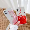 Heart Glitter Quicksand Custodia per telefono Liquid Flow Back Cover Water Bling Protector per iPhone 14 13 12 11 pro max X Xs XR xS MAX 7 8 7P 8P