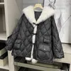 Parkas en duvet pour femme Veste d'hiver en coton pour femme avec capuche grand col en fourrure de renard artificielle longue doudoune en coton doudoune pour femme Parka nouveauté