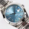 EWF V3 ew228206 A2836 Montre automatique pour homme 40 mm Lunette polie Cadran bleu glace Marqueurs romains Bracelet en acier inoxydable 904L avec la même carte de garantie série Montres éternité