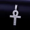 Pendentif Colliers Ankh Croix Or Couleur Cuivre Matériel Glacé Zircon Égyptien Clé De Vie Collier Hommes Femmes Hip Hop Bijoux 230621