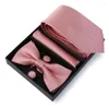 Bow Ties Ties Zestaw Gift dla mężczyzn garnitury Bowtie Pocket Square Mankiety Mankiety krawat