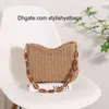 Evening Bags Small fresh purple underarm woven bag New crescent single shoulder solid straw woven bag Women's beach holiday beach bag