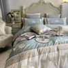 Sängkläder sätter 4/6pc 80 -talets egyptiska bomullsdäcke täckning 60x60 cm fransk fyrkantig kudde skam satinark broderad säng linnekung full
