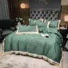 Bedding Sets 2023 Four-piece Fashion Cotton Double Household Bed Sheet Quilt Cover Splicing Design Green Color