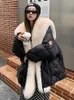 Parkas en duvet pour femme Veste d'hiver en coton pour femme avec capuche grand col en fourrure de renard artificielle longue doudoune en coton doudoune pour femme Parka nouveauté