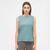 L099 Bum-Covering Length Shirts Women Yoga Sleeveless Shirt Super Soft Undershirt Summer Sports Tops Fitness Vest Relaxed Fit Sweatshirts Tee for On the Go