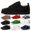 With Box Loubutins Christians Red-Bottomes Designer Dress Shoes Rivets Loafers Low Studed Suede Shoe Black White leather Mens Women Fashion Chaussures Sneakers
