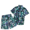 Men Shirts+Shorts Set New Summer Casual Printed Hawaiian Shirt Homme Short Male Printing Dress Suit Sets Plus Size top cotton causual button shirt