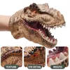 Puppets Dino Gloves Toys Rubber Soft Plastic Hand Puppet Figur Toys Dinosaur Hand Puppet Battle Gloves For Boys Kids Gift Halloween Toy 230621