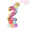 Nya 13st/set födelsedagsballonger Rainbow Number Foil Balloons Kids 1st Birthday Party Decorations Balloons Happy Birthday Balloon