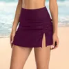 Женские шорты с твердым цветом с высокой талией плавающие шорты ровные боковые бикини дно
