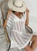 3 Color Stripped Summerdress Womens White Sexy Beachwear on The Sea 2023 Trend Party Dresses Black Swimsuits Cover Up Swim