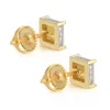 Hip Hop S925 Sterling Silver Stud arock Back Back Men's Women Square Square Square Studs Clow Micro Set Out Zircon Punk Rock Cz Jewelry for Men Women