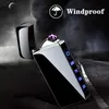 Touch Sensing Metal Electric Outdoor Windproect Lighter Dual Arc Flameless Plasma USB Raddbara tändare Digital Power Display ioUj