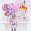 Nuevo Globo de unicornio arcoíris, Globos de aluminio con números, Globos para niños y niñas, suministros de decoración para fiesta de cumpleaños, recuerdo de Baby Shower, juguete para regalo
