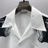 Designer masculino verão manga curta casual botão acima impresso camisa de boliche estilo praia respirável camiseta roupas #301