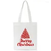 Shopping Bags 2023 Canvas Casual Jiugongge Bag Santas Print Cute Harajuku Ulzzang Cartoon Korean Women&#39;s Large Capacity