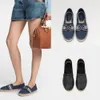 Canvas Shoes loafers espadrilles Woman Shoes Luxe Cap Toe äkta 100% läder quiltning Vandring Pure Hand Sying Womans Flats Luxury Top Quilty Spring Size 34-42