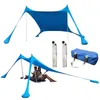 Tält och skydd Family Beach Sunshade Large Area Lätt solskugga Tält med Sandbag UPF50 UV Portable Canopy 230621