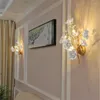 Luminária de parede Luxo Sala de estar Art Deco Lâmpadas Villa Iluminação de fundo Quarto de cabeceira Cristal Cerâmica Flor Luzes