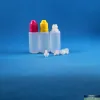 Fashion 100 Set 15ml (1/2 oz) Flaconi contagocce in plastica Punte per tappi a prova di BAMBINO PE LDPE E Per liquido per sigarette al vapore 15 ml
