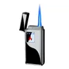 El blå flamma isplätering digital display kraft beröring sensor vindtät jet cigarfacklås lättare utan gas ingen gas