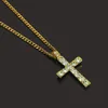 Hip Hop Rappeur diamant brillant pendentif collier crucifix pendentif rue personnalité créative micro-encart plein zircon bijoux 60cm collier 1362