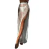 Summer Women See-Through Boho High Waist Trousers Beach Long Loose Sheer Slit Pants Ladies Crochet Knitted Hollow Out