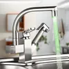 Kitchen Faucets Rotated Sink Basin Faucet Pull Down LED Copper Stretched Dish Brushed Mixer Tap And Cold