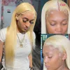 613 Blond transparent spets främre mänskliga hår peruker rakt hår spets frontala mänskliga hår för kvinnor