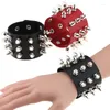 Braccialetti di collegamento Catena Boho Spike Rivetti per le donne Punk Goth Rosso Bracciale in pelle PU Braccialetti con borchie Gioielli festival di Halloween HarajukuL