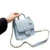 Designer-Handtasche Channell Bag 22K Damen Black Diamond Grid Lacquer Leder Handheld Namensschild Tofu Poor Bag