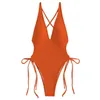 Bikini Sexy une pièce pour femme dentelle de couleur unie avec coussin de poitrine à dos nu sans support en acier maillots de bain une pièce ensemble pour