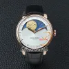 Ny 42mm Arnoldson HM Perpetual Moon A1GLari01AC122A Rose Gold White Dial Mechanical Hand Winding Mens Watch Black Leather Strap UK COOL TIMEZONEWATCH