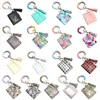 Multi-functional Wristlet Bracelet Keychain Party ID Card Holder PU Bangle Purse Credit Pocket Tassel for Women Wallet Silicone Bead keyring Beaded with Elastic