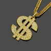 Hip Hop Rappeur diamant brillant pendentif collier dollar brillant grand pendentif personnalité créative micro-encart plein zircon bijoux 76cm collier 1363