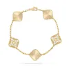 Браслет моды Van Clover 18k золота Onyx Shell Mother of Pearl Bracelet для женщин и девочек свадебные ювелирные украшения