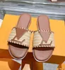 Summery Season Revival Sandales Chaussures Fleur Brodé Coton Plage Diapositive Plat Mule Lady Tongs Slip On Lady Pantoufles Marche EU35-42