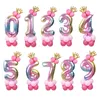 Nya 13st/set födelsedagsballonger Rainbow Number Foil Balloons Kids 1st Birthday Party Decorations Balloons Happy Birthday Balloon