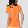 LL Designer Col Rond Sport Maille Séchage Rapide T-shirt Femmes Été Manches Courtes Mince Costume De Yoga Respirant Slim Fit Professionnel Running Fitness Top