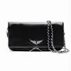 Zadig Voltaire Luxurys Pochette Rock Swing Sholdle Bag Your Wings Wings Winens Cross Body Mens Clutch Bagsデザイナーハンドバッグヴィンテージレザーウォレットスリングトートバッグ